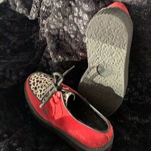 Leopard print suede underground creepers.